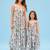 Sage green striped linen palazzo jumpsuit mother daughter matching combo
