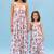 Pink & berry floral & abstract printed linen palazzo jumpsuit mother daughter matching combo