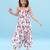 Pink & berry floral & abstract printed linen palazzo jumpsuit mother daughter matching combo