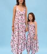 Pink & berry striped linen palazzo jumpsuit mother daughter matching combo