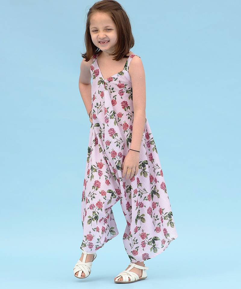 Pink & berry striped linen palazzo jumpsuit mother daughter matching combo