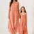 Scarlet orange abstract & floral printed cotton palazzo jumpsuit mother daughter matching combo