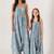 Aqua & blue abstract & floral printed cotton palazzo jumpsuit mother daughter matching combo