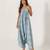 Aqua & blue abstract & floral printed cotton palazzo jumpsuit mother daughter matching combo