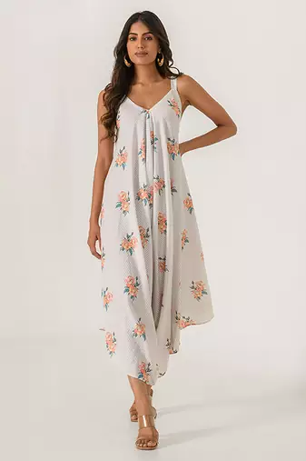 Pista green striped cotton palazzo jumpsuit mother daughter matching combo