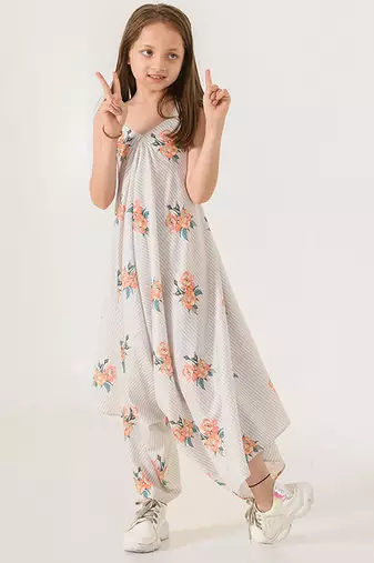 Pista green striped cotton palazzo jumpsuit mother daughter matching combo