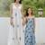 Seashell cream, cream & blue floral printed cotton palazzo jumpsuit mother daughter matching combo