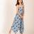 Seashell cream, cream & blue floral printed cotton palazzo jumpsuit mother daughter matching combo