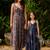 Persian blue hand printed linen palazzo jumpsuit mother daughter matching combo
