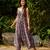 Persian blue hand printed linen palazzo jumpsuit mother daughter matching combo