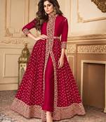 Rani georgette semi stitched suit with embroidery & stone work