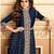 Navy georgette semi stitched suit with embroidery & stone work