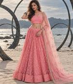 BABY PINK BEATS EMBROIDERY WITH THREADAND SEQUIN WORK FESTIVE LEHENGA CHOLI