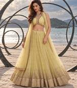 YELLOW BEATS EMBROIDERY WITH THREADAND SEQUIN WORK FESTIVE LEHENGA CHOLI