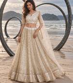 OFF WHITE BEATS EMBROIDERY WITH THREADAND SEQUIN WORK FESTIVE LEHENGA CHOLI