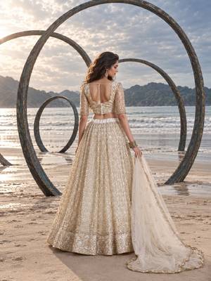 OFF WHITE BEATS EMBROIDERY WITH THREADAND SEQUIN WORK FESTIVE LEHENGA CHOLI 2