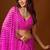 Pink leheriya beads and stones pure chiffon saree