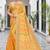 Yellow striped zari art silk fusion banarasi saree