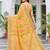 Yellow striped zari art silk fusion banarasi saree