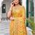 Yellow striped zari art silk fusion banarasi saree