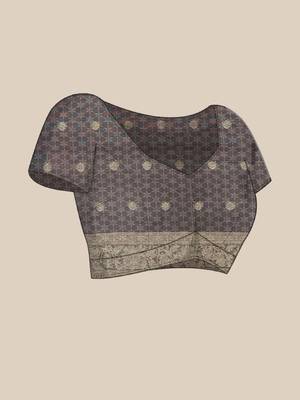 Brown woven design zari silk blend saree 4