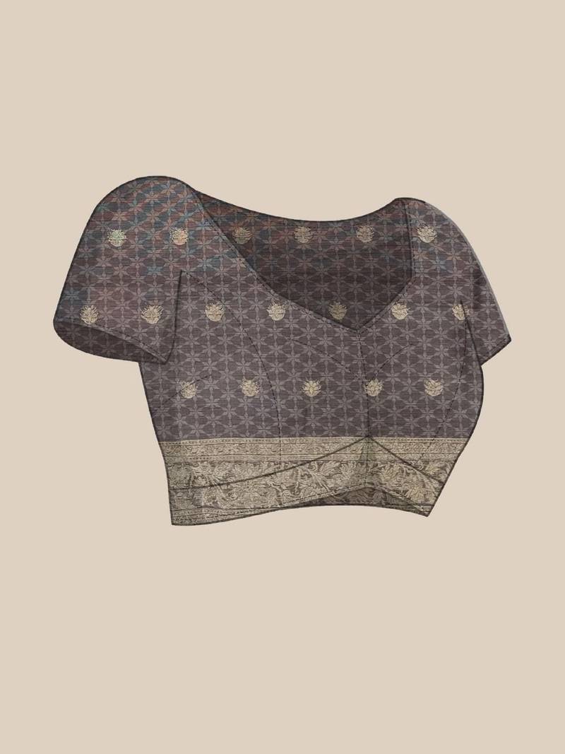 Brown woven design zari silk blend saree