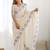 Off white paisley embroidered saree