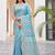 Blue woven design zari art silk fusion banarasi saree
