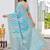 Blue woven design zari art silk fusion banarasi saree