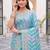 Blue woven design zari art silk fusion banarasi saree