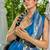 Blue woven design zari silk blend designer kanjeevaram saree