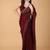 Maroon beads and stones organza saree