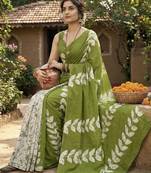 Green pure cotton saree