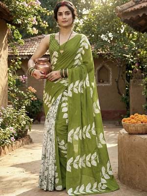 Green pure cotton saree 4
