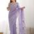 Lavender ethnic motifs embroidered art silk saree with unstiched blouse piece