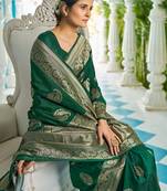 Green woven design zari silk blend designer kanjeevaram saree