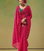 Magenta embellished zari tissue saree