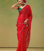 Red zari tissue saree