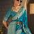 Teal woven design zari silk blend designer banarasi saree