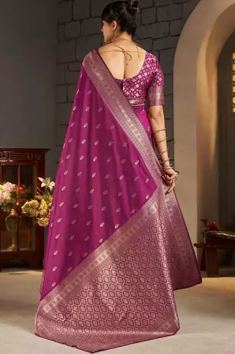 Purple woven design zari silk blend designer banarasi saree