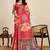 Red ethnic motifs zari linen blend saree
