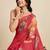 Red ethnic motifs zari linen blend saree