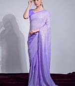 Lavender women georgette sequance work  saree with unstithced blouse piece