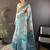 Blue floral woven design sareewith unstitched blouse piece
