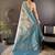 Blue floral woven design sareewith unstitched blouse piece