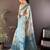 Blue floral woven design sareewith unstitched blouse piece