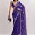 Purple floral embroidered satin designer saree