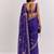 Purple floral embroidered satin designer saree