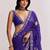 Purple floral embroidered satin designer saree