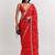 Red floral embroidered satin saree